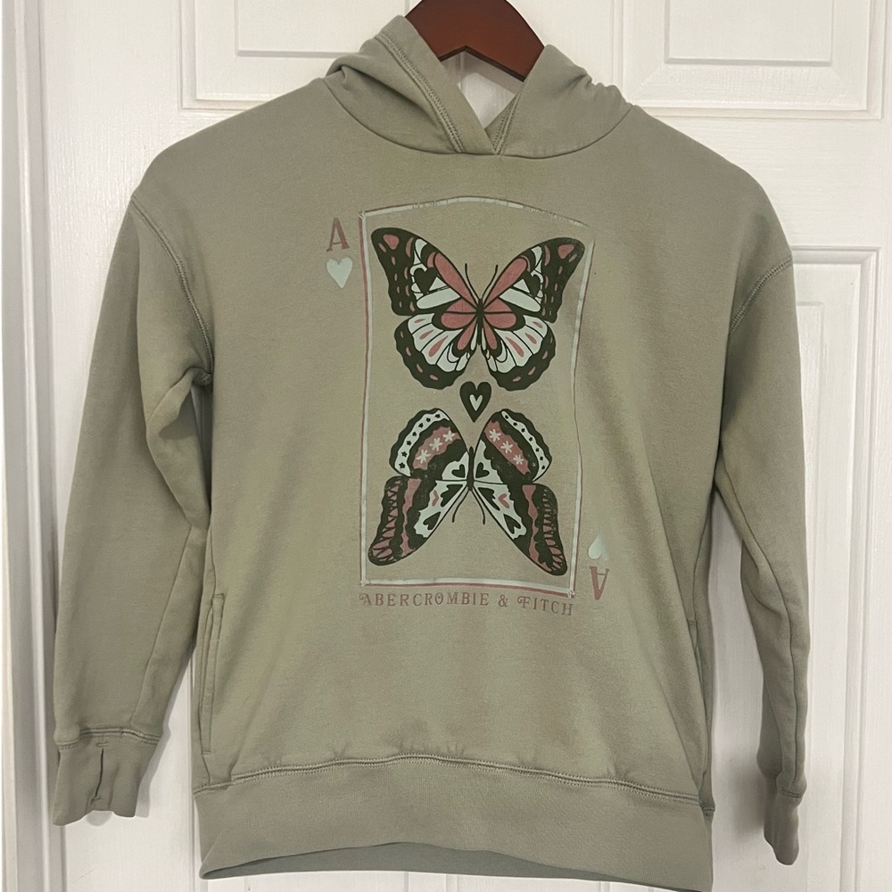 Abercrombie Kids Olive Hoodie with Butterfly Design